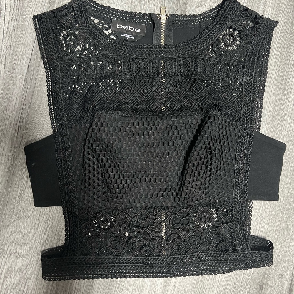 Bebe knit texture black top